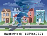 strong powerful tornado... | Shutterstock .eps vector #1654667821