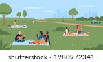 people on picnic in summer city ... | Shutterstock .eps vector #1980972341