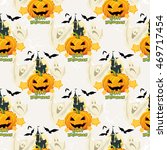 seamless halloween pattern with ... | Shutterstock .eps vector #469717454