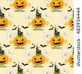 seamless halloween pattern with ... | Shutterstock .eps vector #483934444