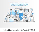 digitilization concept as... | Shutterstock .eps vector #666945934