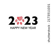 2023 text with doodle red paw... | Shutterstock .eps vector #2173511031