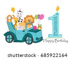 First Birthday Car With Animals ...