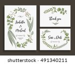 set of wedding cards with... | Shutterstock .eps vector #491340211