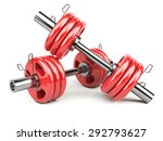 dumbbells red isolated on white ... | Shutterstock . vector #292793627