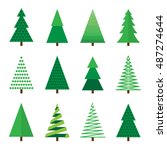 christmas tree set. vector... | Shutterstock .eps vector #487274644