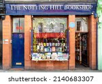 Small photo of London, UK - 24th March 2022: The front facade of the Notting Hill Bookshop, made famous by the romantic comedy film Notting Hill, starring Hugh Grant and Julia Roberts.