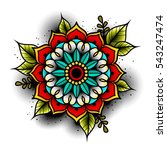 old school tattoo art flowers... | Shutterstock .eps vector #543247474