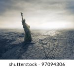 Statue of Liberty on apocalyptic background