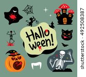 halloween graveyard vector... | Shutterstock .eps vector #492508387