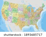 complex usa political map with... | Shutterstock .eps vector #1893685717