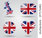 United Kingdom Flag Set In Map  ...