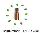 Bottle With Herb Essential Oil...