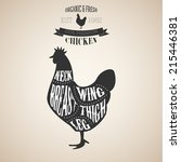 vector chicken cuts diagram in... | Shutterstock .eps vector #215446381