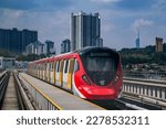 Small photo of KUALA LUMPUR, MALAYSIA - MARCH 16, 2023: Malaysia Mass Rapid Transit (MRT) Putrajaya Line train. MRT alleviate the severe traffic congestion in the KL metropolitan area.
