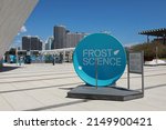 Small photo of MIAMI, FLORIDA, USA: Phillip and Patricia Frost Museum of Science, Whisper Dish sign at the museum entrance as seen on April 10, 2022.