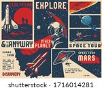 vintage universe posters... | Shutterstock .eps vector #1716014281