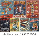 vintage college posters set... | Shutterstock . vector #1755212564