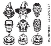 halloween characters vintage... | Shutterstock .eps vector #1822047887