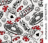 gambling vintage seamless... | Shutterstock .eps vector #2074019741