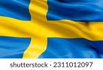 Sweden flag with big folds...