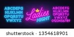ladies night neon lettering on... | Shutterstock .eps vector #1354618901