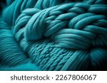 Bright turquoise woolen threads....