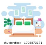 bedroom interior. modern banner.... | Shutterstock .eps vector #1708873171