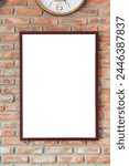 Blank wooden photo frame on...