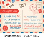 vintage summer holiday postcard ... | Shutterstock .eps vector #193744817