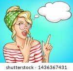 amazed blond woman with hair... | Shutterstock .eps vector #1436367431