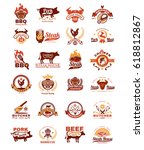 set of vector color grill and... | Shutterstock .eps vector #618812867