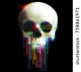 Human Skull In Distorted Glitch ...