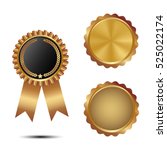 set of golden seal of quality... | Shutterstock .eps vector #525022174