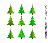 christmas tree cartoon ... | Shutterstock . vector #740364997