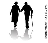 Silhouette Of An Old Couple...