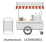 Realistic Food Cart Vector...