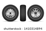 Truck Wheels Isolated On White...