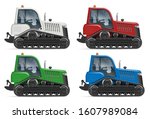 Tractor Icons With Side View...