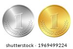 one gold and silver coins... | Shutterstock .eps vector #1969499224