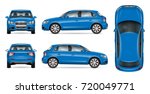 blue suv car vector mock up for ... | Shutterstock .eps vector #720049771
