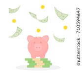 piggy bank on a stack of money. ... | Shutterstock .eps vector #710594647