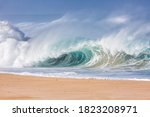 Huge Wave Breaking On The Beach