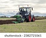 Small photo of Prestwick, South Ayrshire, Scotland - October 27th 2023: Modern tractor ploughing at the 59th Scottish Ploughing Championships near Prestwick