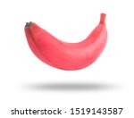 Isolated red bananas. Banana fruit isolated on white background. Ripe bananas with clipping path. Banana fruit close up. Banana isolated
