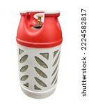 Small photo of Gas cylinder lpg tank gas-bottle isolated.. Propane gas cylinder fiberglass balloon. Cylindrical composite container with liquefied compressed gases with high pressure