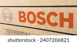 Small photo of Yerevan, Armenia, December 20, 2023: Bosch logo on a home appliance box closeup. Bosch sign
