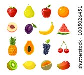 set of colorful cartoon fruit... | Shutterstock . vector #1085026451