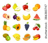 set of colorful cartoon fruit... | Shutterstock .eps vector #386383747