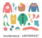 cartoon color winter knit... | Shutterstock .eps vector #1907099527